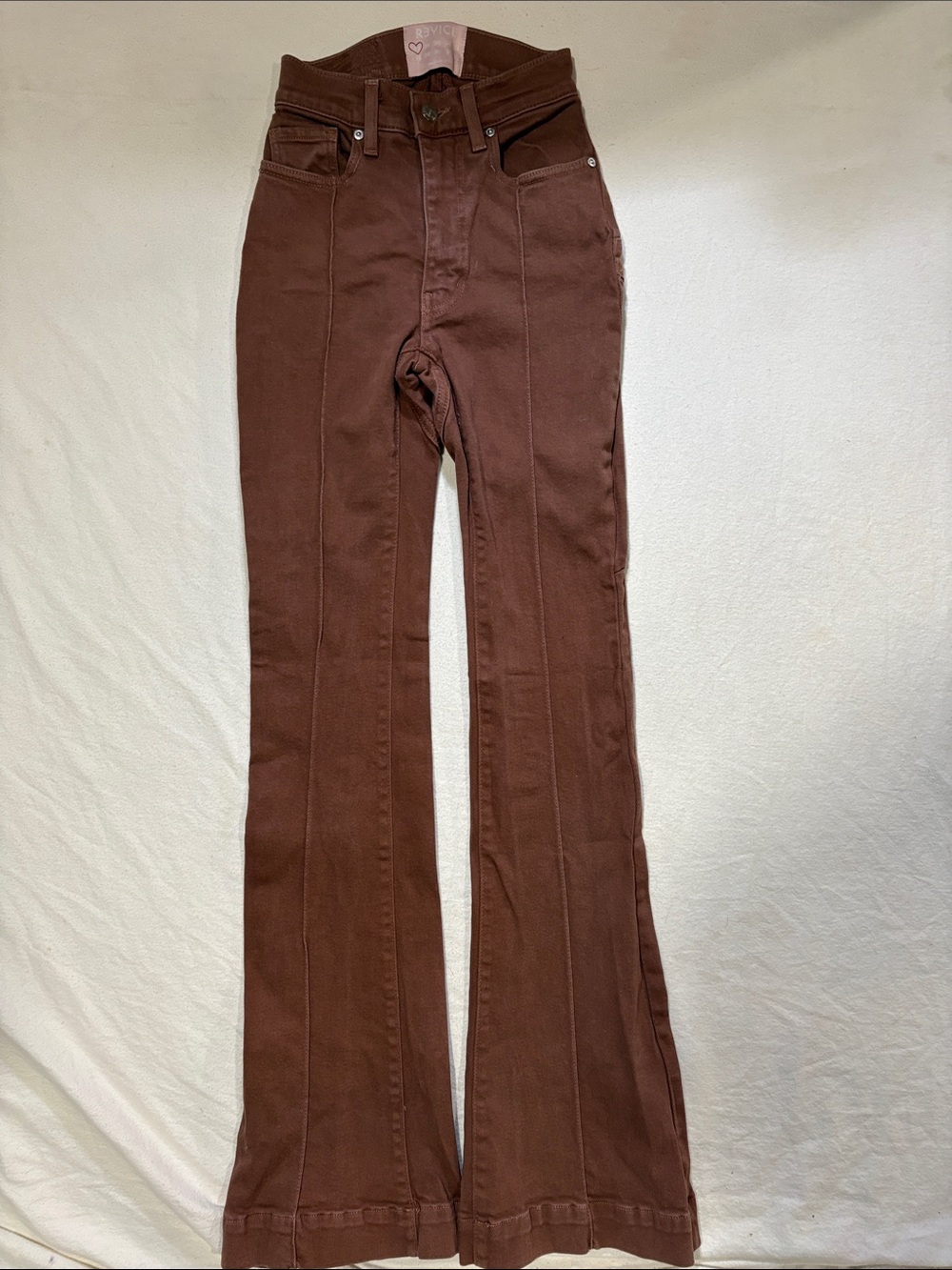 Revice Denim Brown Star Booty High Rise Wide Leg Flare Jeans - Size 23 x 33